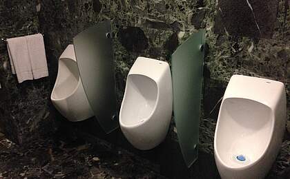 Waterless urinal at hotel